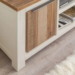 Maison Belfort Ensemble mural Doral (3 éléments) - Partiellement en acacia massif - Blanc / Acacia -Meubles de salon Soldes wohnwand doral 3 teilig akazie teilmassiv weiss akazie 3588901