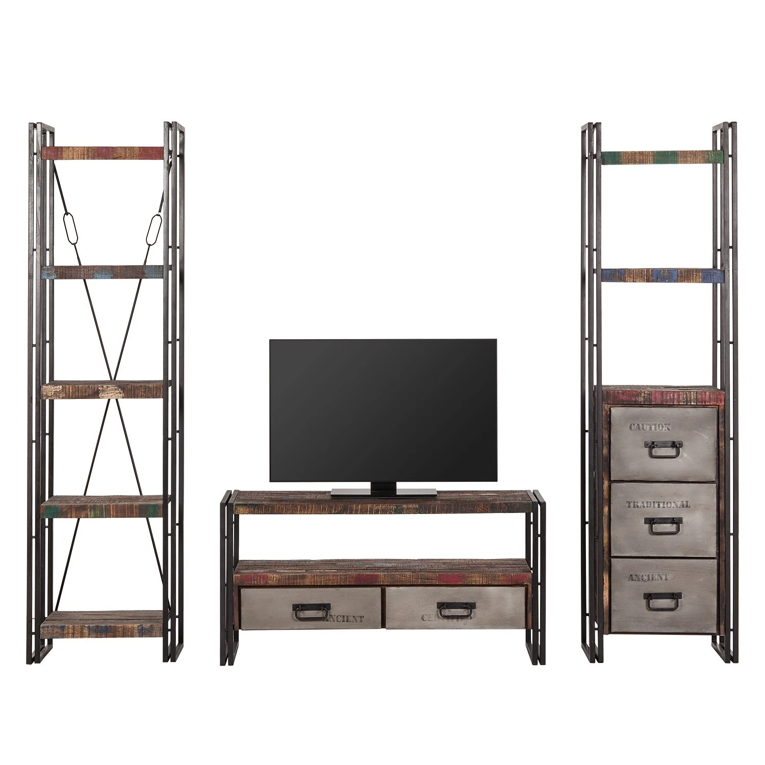 Red Living Ensemble mural Factory - Manguier massif / Métal - Marron vintage 5 Red Living Ensemble mural Factory - Manguier massif / Métal - Marron vintage – Image 3