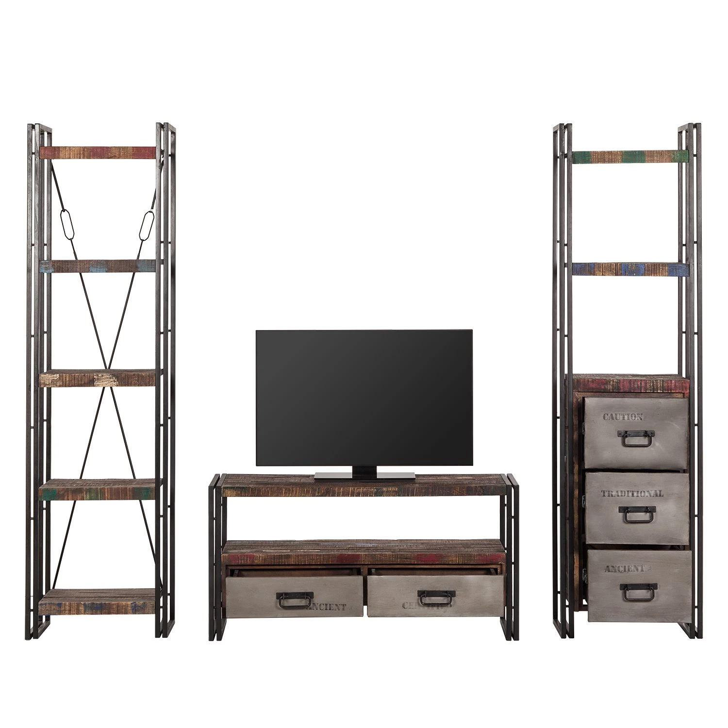 Red Living Ensemble mural Factory - Manguier massif / Métal - Marron vintage 7 Red Living Ensemble mural Factory - Manguier massif / Métal - Marron vintage – Image 5