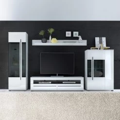 Roomscape Ensemble mural Farson (4 éléments) - Blanc brillant / Blanc -Meubles de salon Soldes wohnwand farson 4 teilig hochglanz weiss weiss 3696685