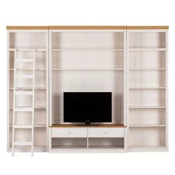 Maison Belfort Meuble TV Lillehammer I - 3 éléments - Pin massif - Pin blanc / Pin couleur miel -Meubles de salon Soldes wohnwand lillehammer i 3 teilig kiefer massiv weiss kiefer 1305270