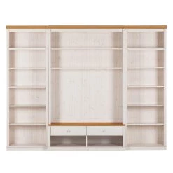 Maison Belfort Meuble TV Lillehammer I - 3 éléments - Pin massif - Pin blanc / Pin couleur miel -Meubles de salon Soldes wohnwand lillehammer i 3 teilig kiefer massiv weiss kiefer 1305274