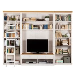 Maison Belfort Meuble TV Lillehammer I - 3 éléments - Pin massif - Pin blanc / Pin couleur miel