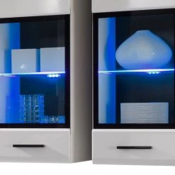 Mooved Ensemble mural Marcello (7 éléments) - Avec éclairage -Meubles de salon Soldes wohnwand marcello 7 teilig inkl beleuchtung hochglanz weiss weiss 977322