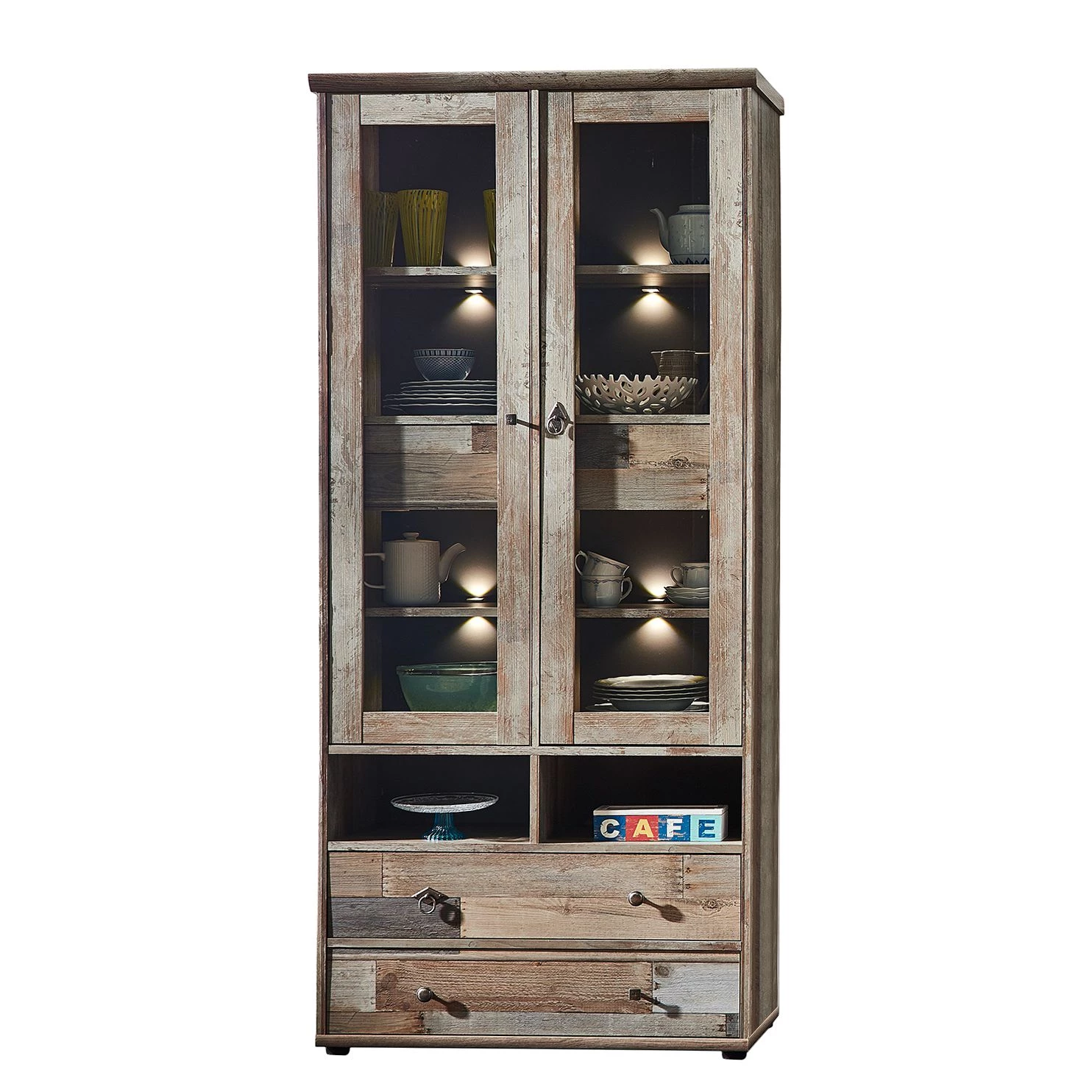 Red Living Meuble TV Tapara - 4 éléments - Avec éclairage - Marron / Gris 7 Red Living Meuble TV Tapara - 4 éléments - Avec éclairage - Marron / Gris – Image 5