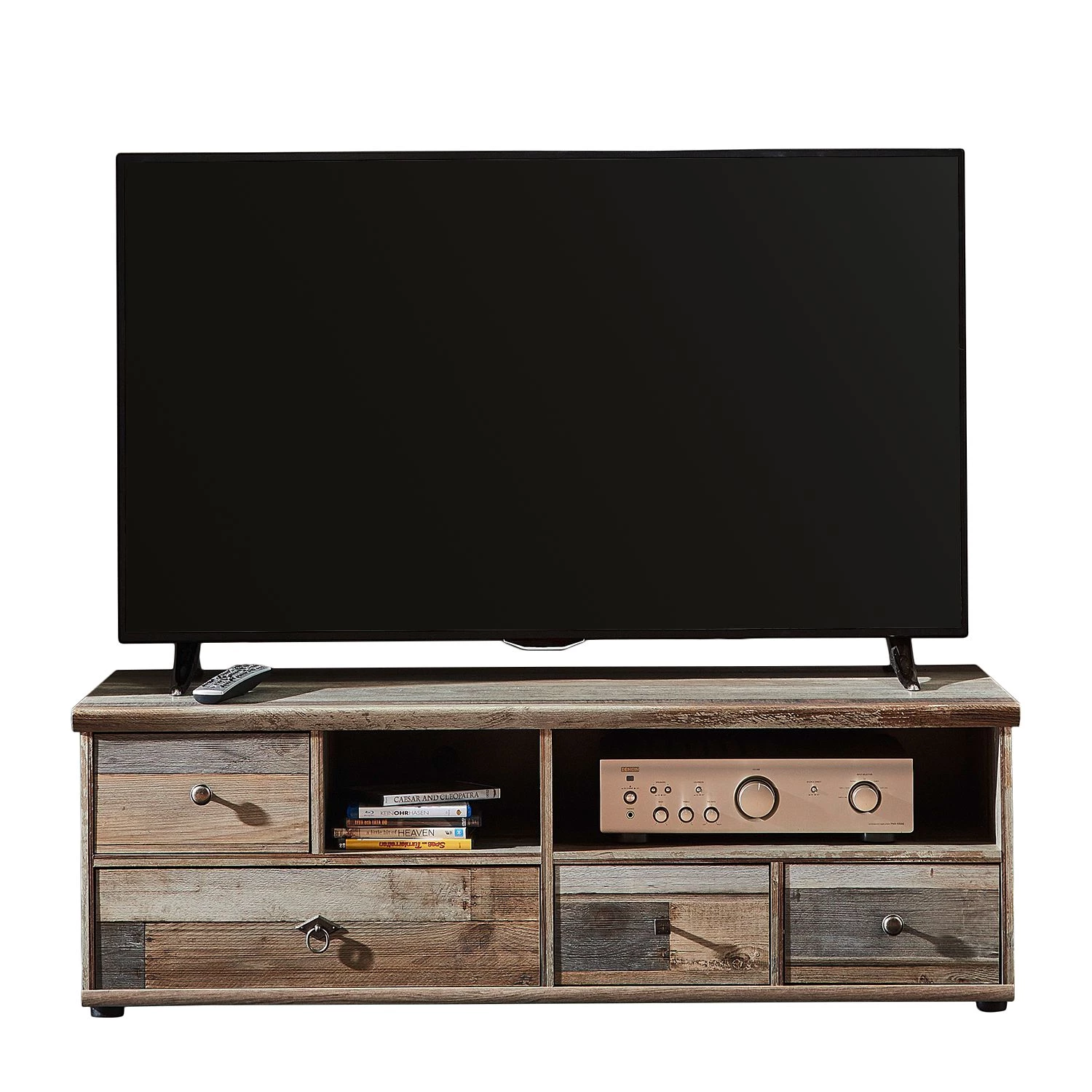 Red Living Meuble TV Tapara - 4 éléments - Avec éclairage - Marron / Gris 6 Red Living Meuble TV Tapara - 4 éléments - Avec éclairage - Marron / Gris – Image 4