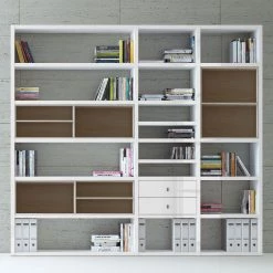 Loftscape Etagère XL Emporior l.B - Blanc brillant / Imitation chêne de Sonoma - Sans éclairage 5 Loftscape Etagère XL Emporior l.B - Blanc brillant / Imitation chêne de Sonoma - Sans éclairage -Meubles de salon Soldes xl regalwand emporior i b ohne beleuchtung hochglanz weiss eiche sonoma dekor 2216414