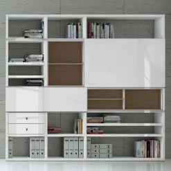 Loftscape Etagère XL Emporior l.C - Sans éclairage -Meubles de salon Soldes xl regalwand emporior i c hochglanz weiss eiche sonoma dekor ohne beleuchtung 2206682