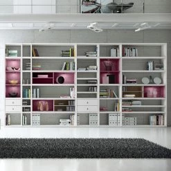 Loftscape Etagère XXL Emporior l.A - Blanc / Imitation chêne de Sonoma - Avec éclairage -Meubles de salon Soldes xxl regalwand emporior i a rgb led beleuchtung weiss eiche sonoma dekor 3396293