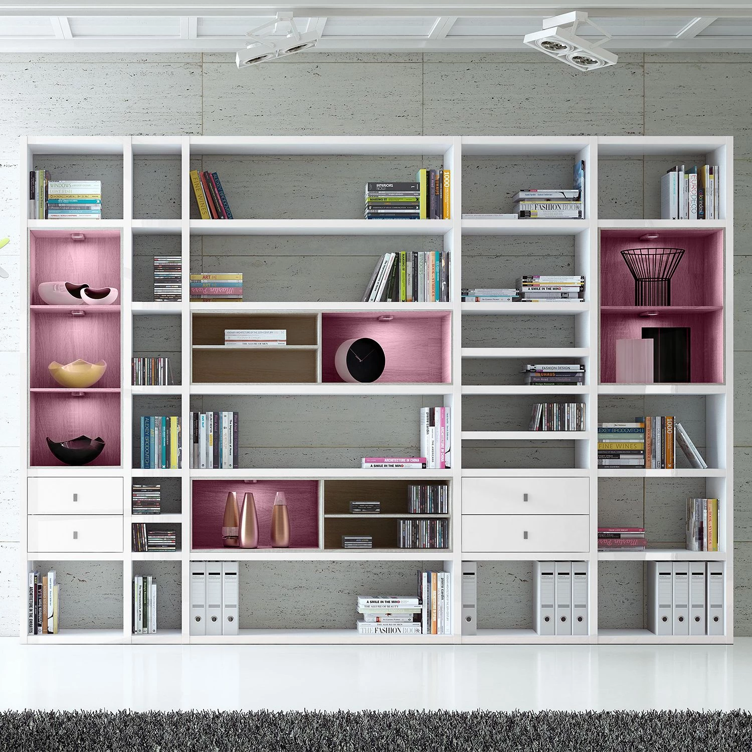 Loftscape Etagère XXL Emporior III - Blanc brillant / Imitation chêne de Sonoma - Avec éclairage 4 Loftscape Etagère XXL Emporior III - Blanc brillant / Imitation chêne de Sonoma - Avec éclairage – Image 2