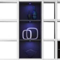 Loftscape Etagère XXL Emporior VII - Blanc / Noir - Avec éclairage -Meubles de salon Soldes xxl regalwand emporior vii weiss schwarz 289546